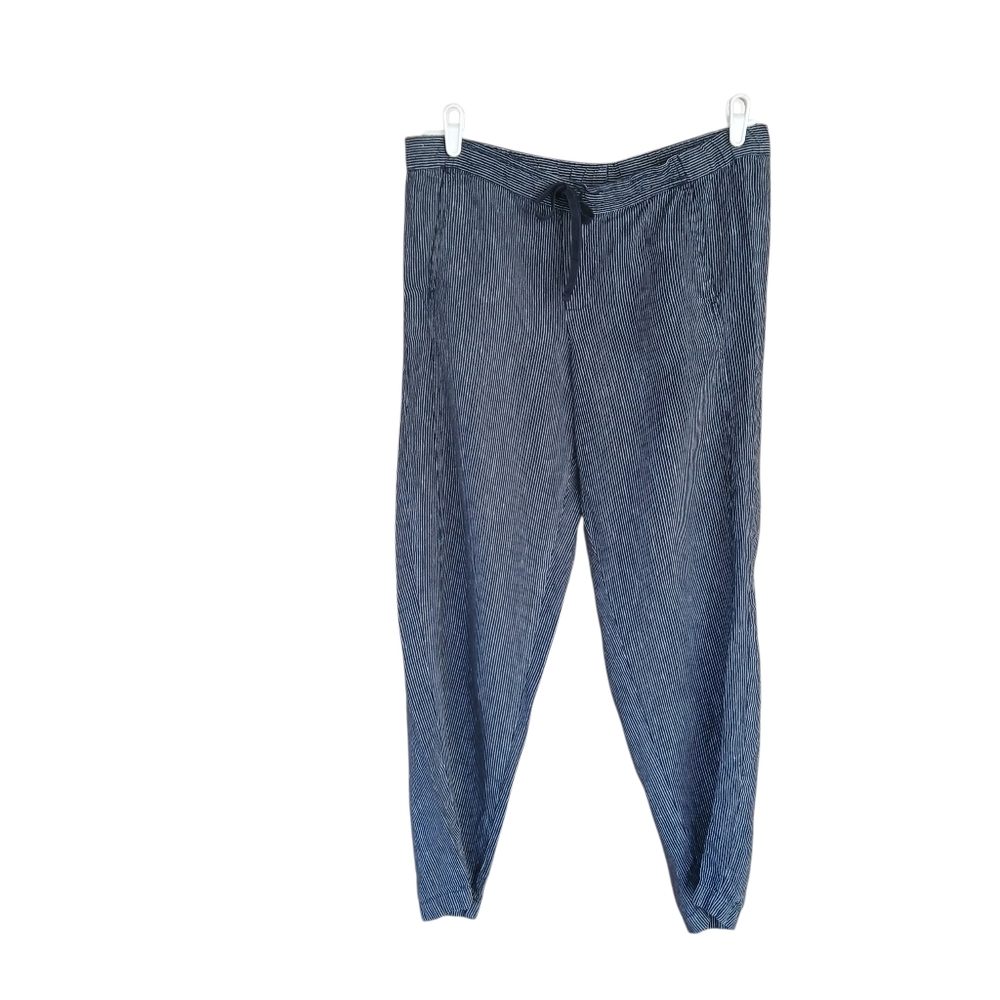 J. Jill Navy Pinstripe Mid Rise Linen Pants Medium